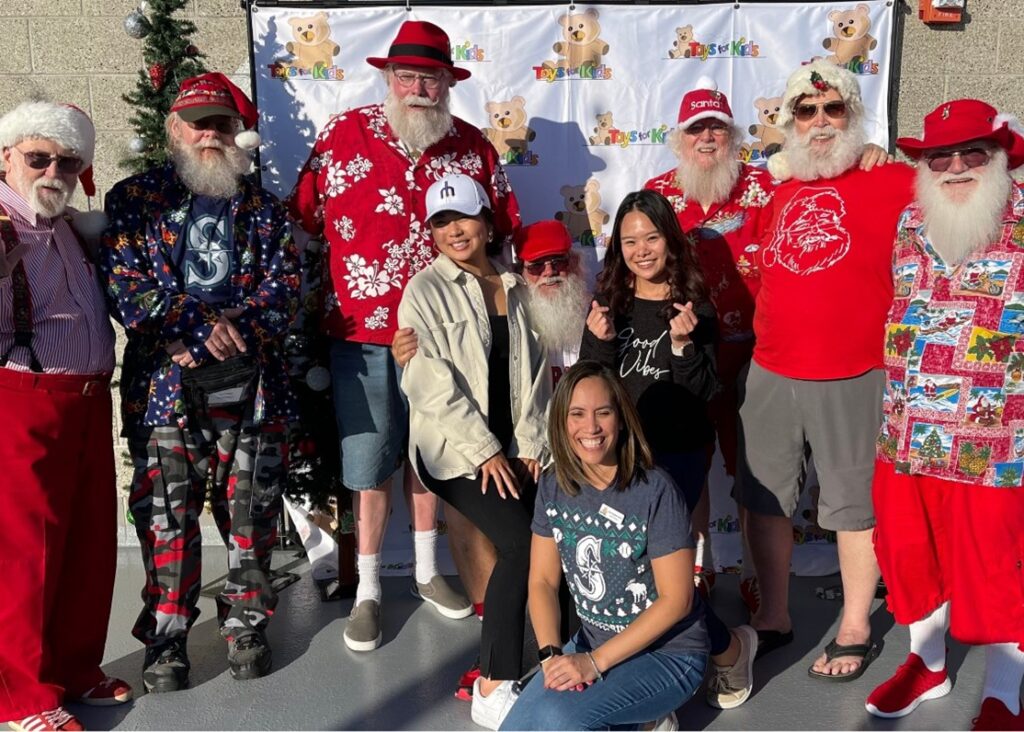 Santa celebrates Toys for Kids with the Seattle Mariners at T-Mobile Park.
